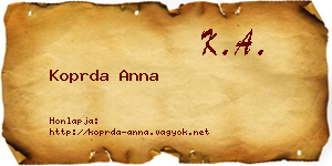Koprda Anna névjegykártya